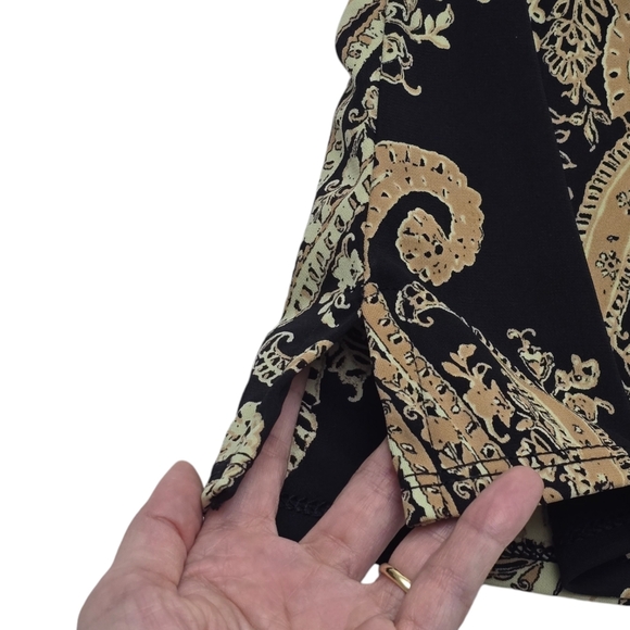 Black Pursuits Ltd Blouse Top Large Pale Yellow Cream Tan Paisley L 3/4 Sleeves - Picture 6 of 10